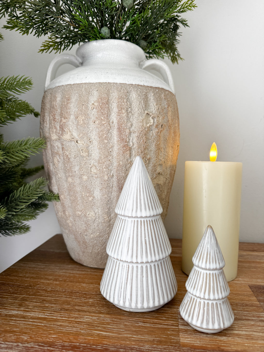 Neutral ribbed ceramic Christmas tree