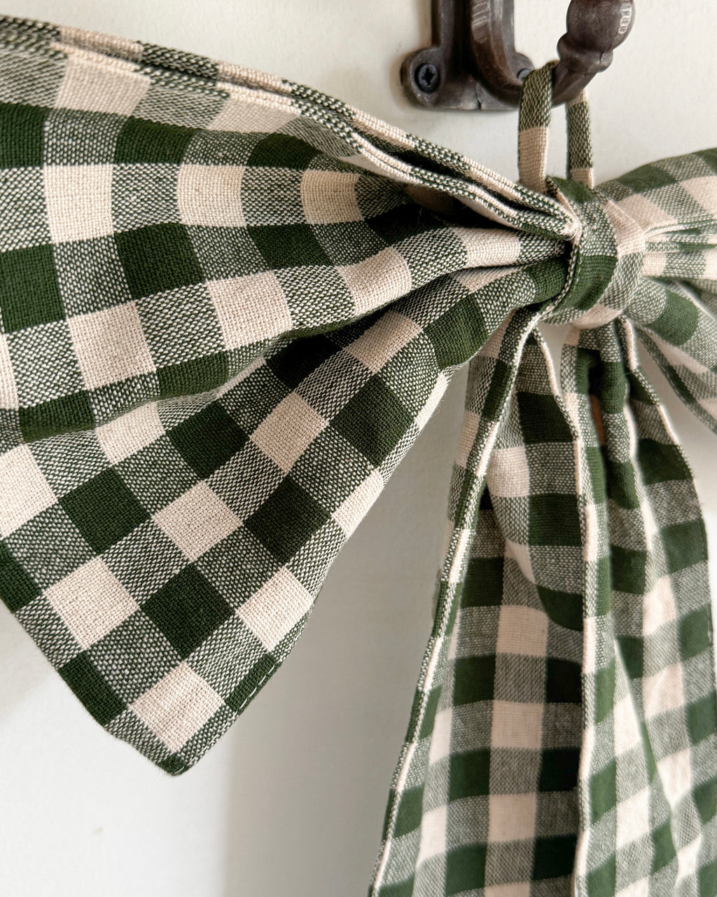 Large green gingham bow