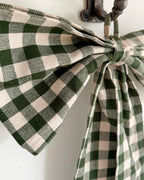 Large green gingham bow