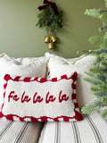 Fa la la tufted Christmas cushion
