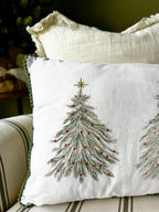 Twinkling trees neutral Christmas cushion