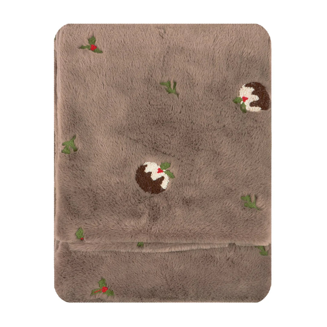 Christmas puddings faux fur throw