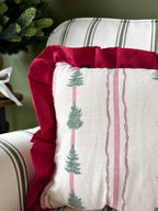 Spruce stripe ruffle Christmas cushion