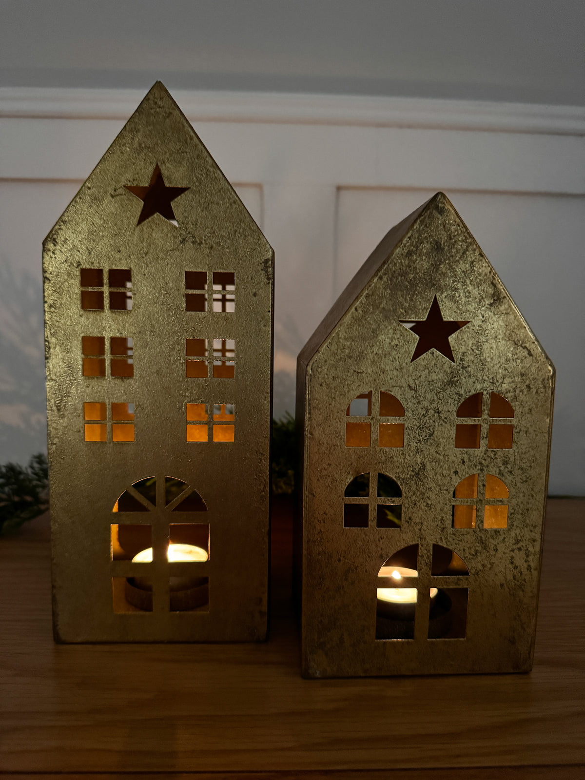 Brushed metal Christmas house large