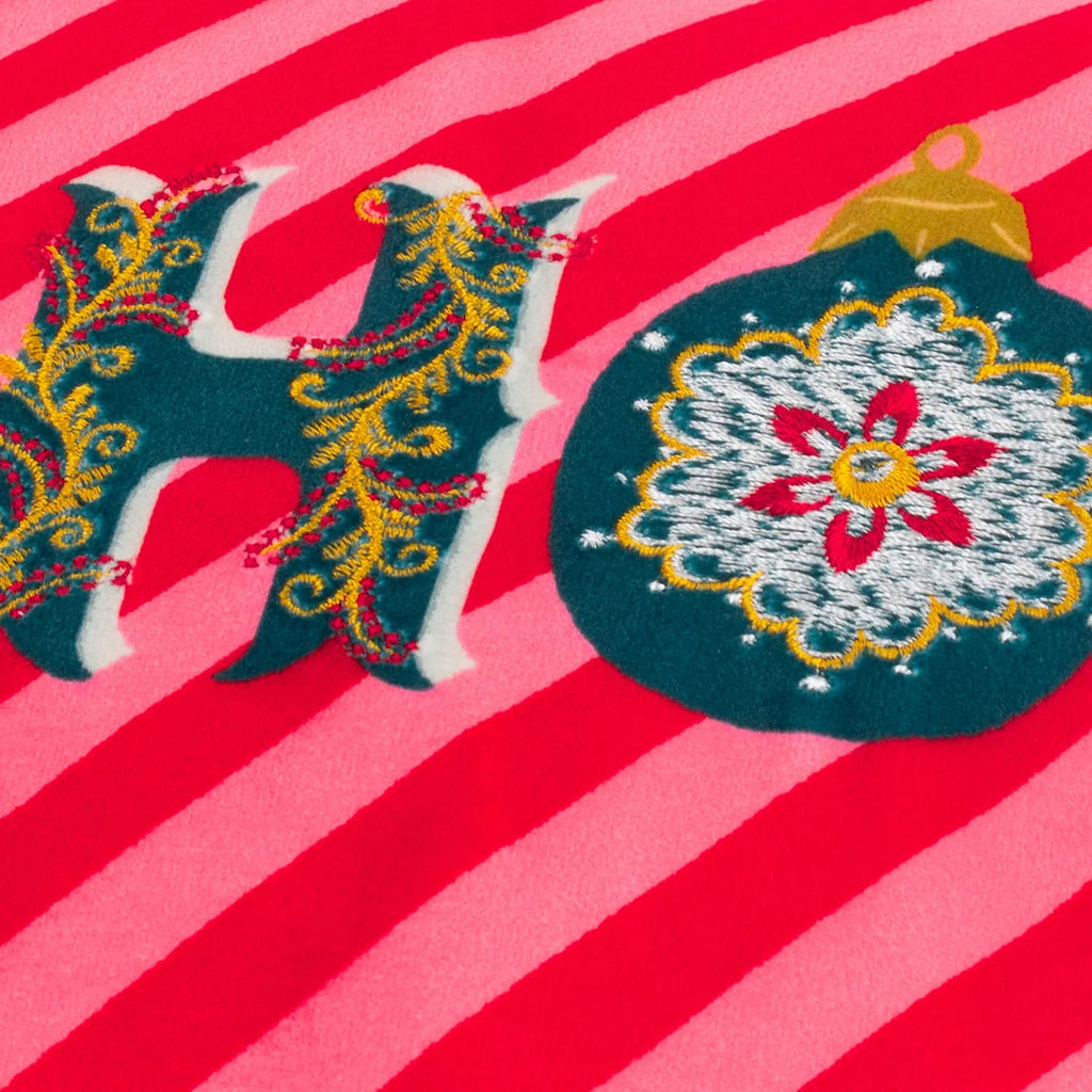 Ho Ho Ho velvet piped Christmas cushion