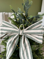 Small green stripe bow