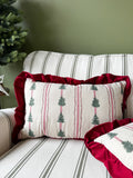 Spruce stripe ruffle Christmas cushion
