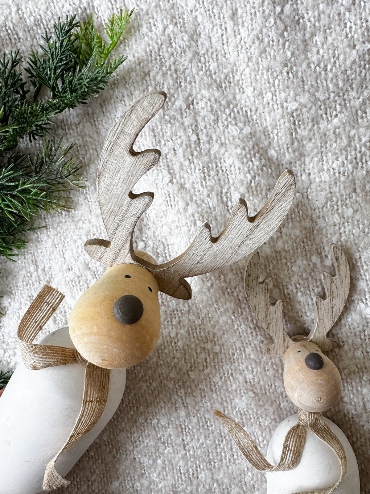 Scandi style neutral wooden reindeer