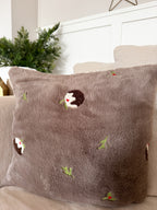 Christmas puddings faux fur cushion