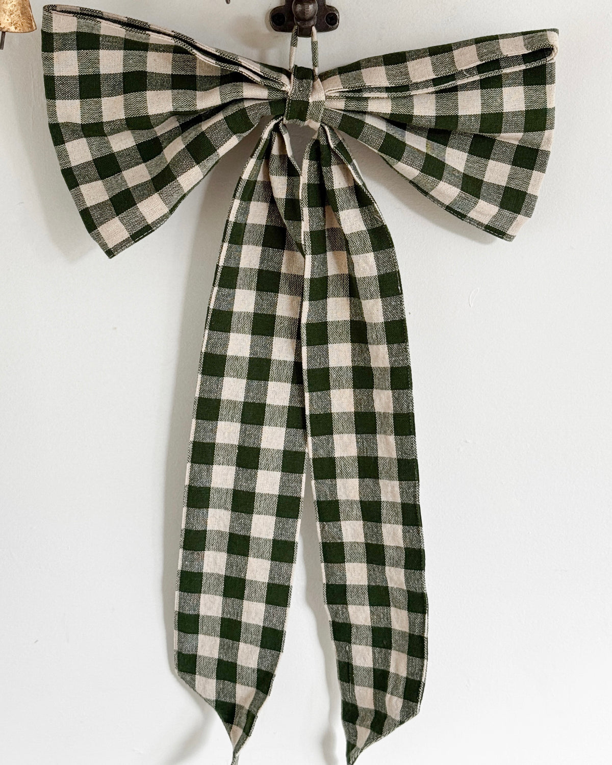 Large green gingham bow