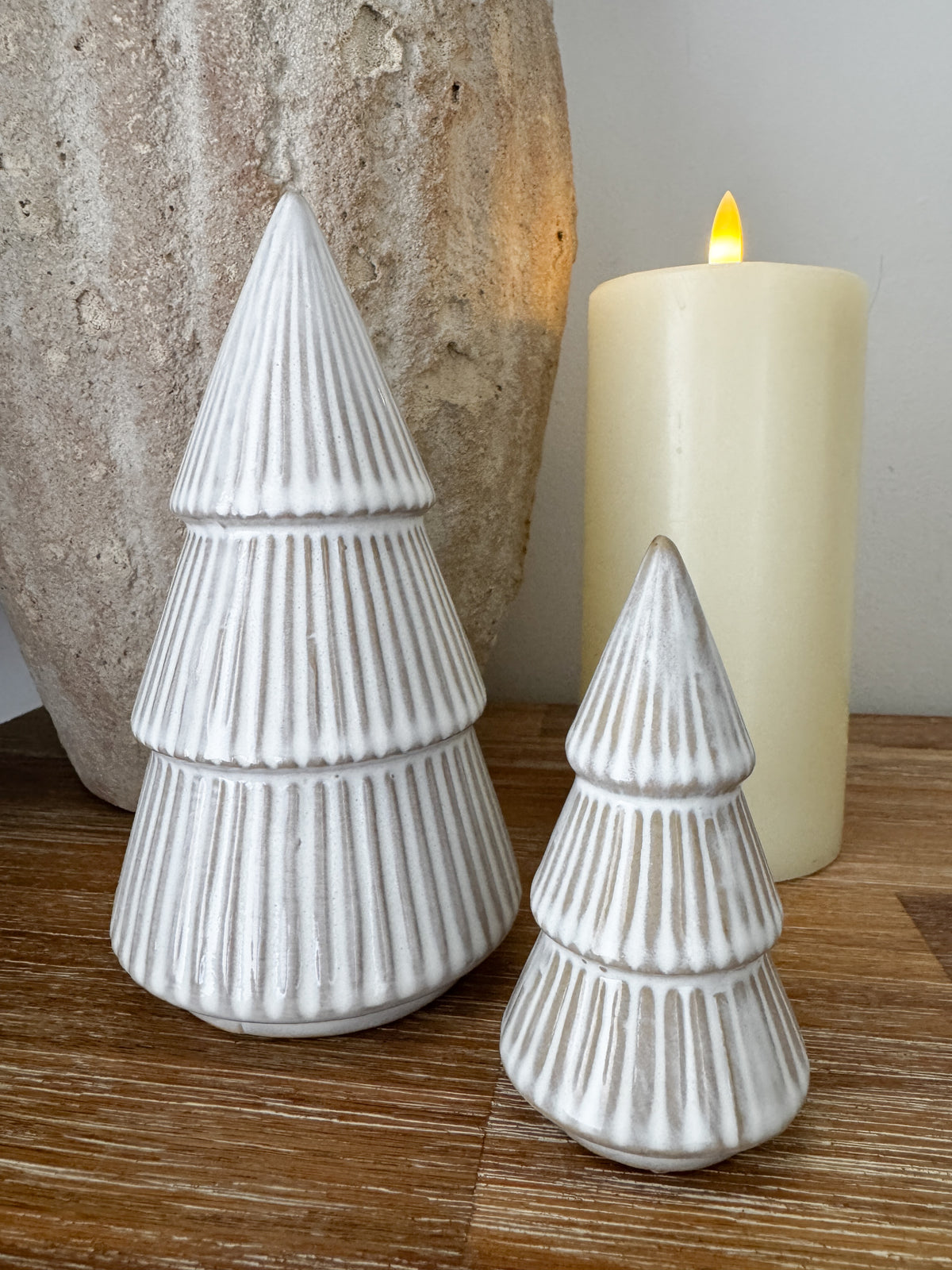Neutral ribbed ceramic Christmas tree