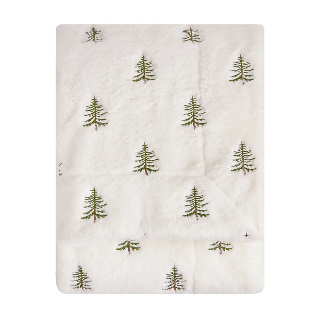 Winter pines faux fur throw