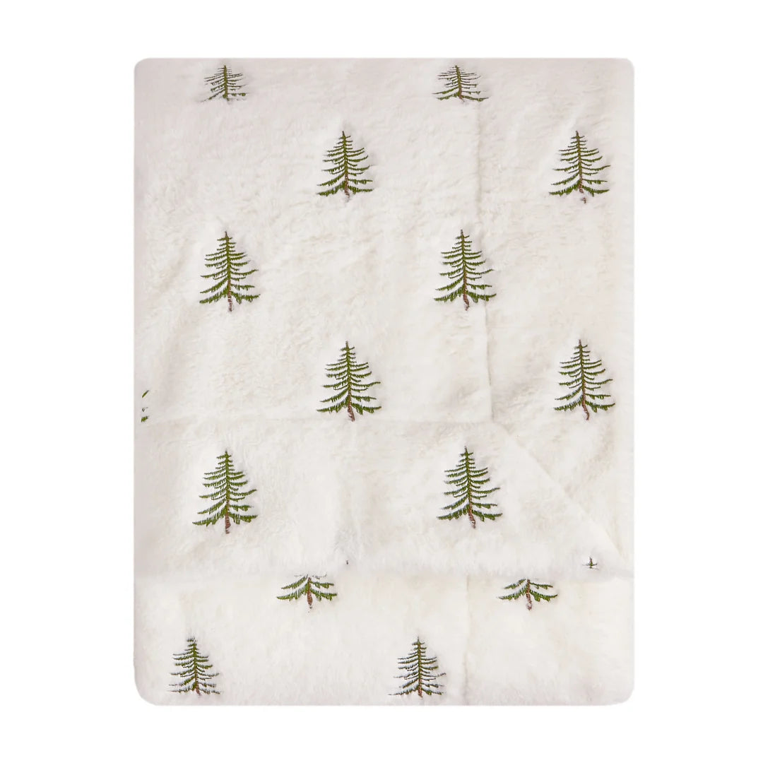 Winter pines faux fur throw