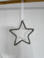Silver beaded hanging star, 10cm