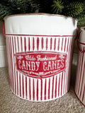Candy cane metal buckets