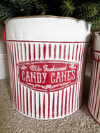 Candy cane metal buckets