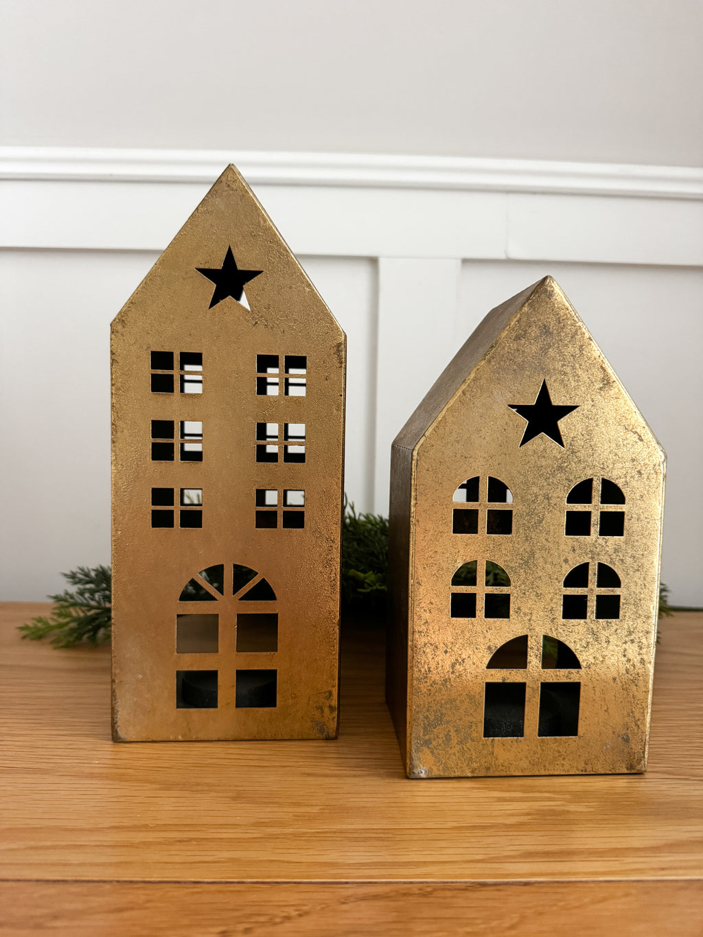 Brushed metal Christmas house small