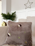 Christmas puddings faux fur cushion