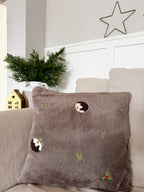 Christmas puddings faux fur cushion