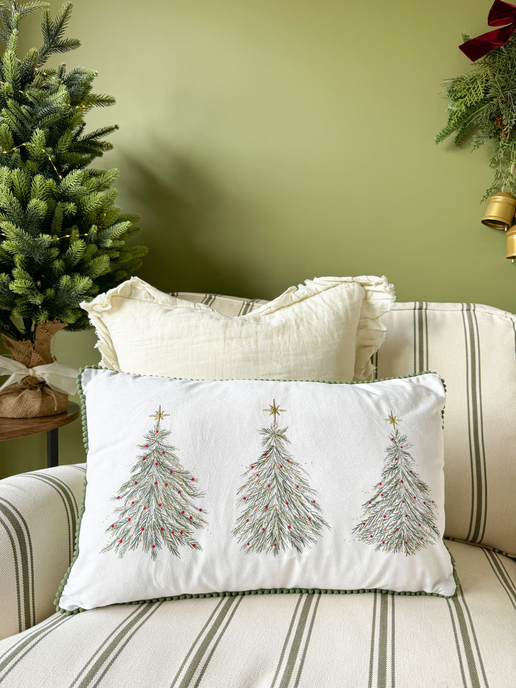 Twinkling trees neutral Christmas cushion