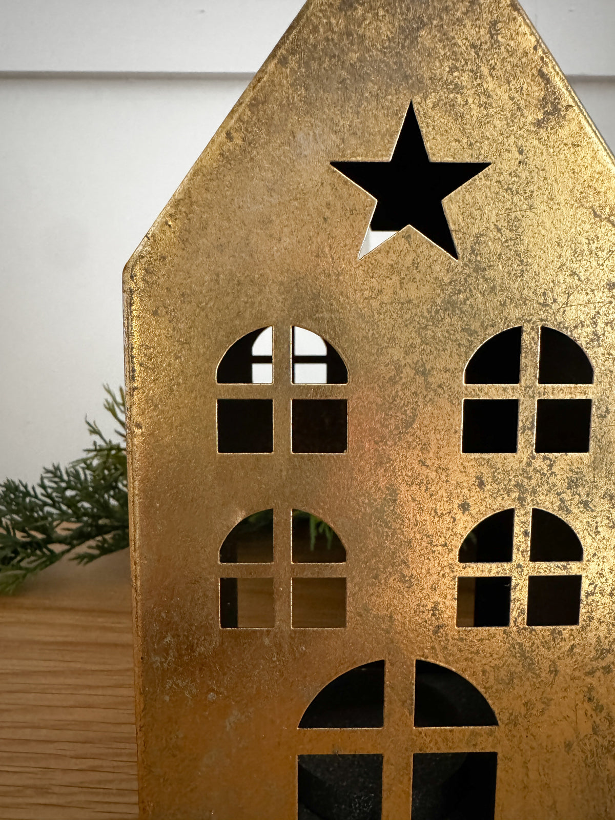 Brushed metal Christmas house small