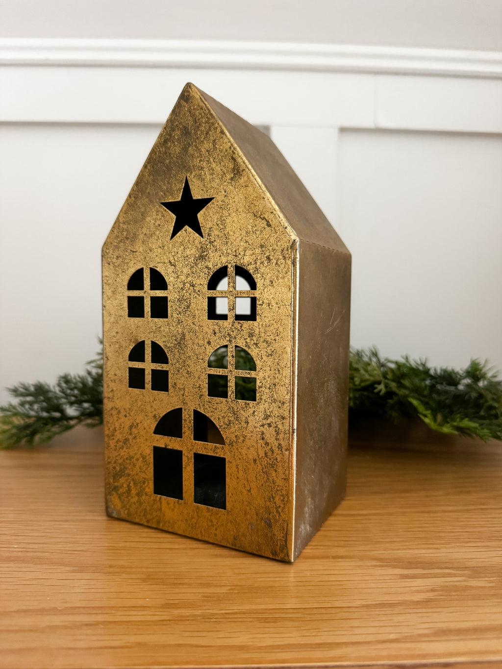 Brushed metal Christmas house small