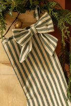 Green stripe bow stocking