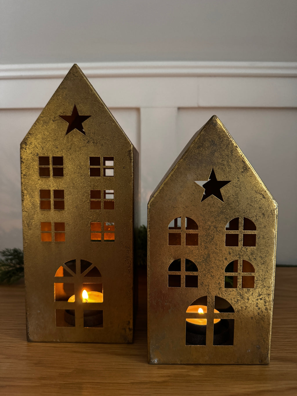 Brushed metal Christmas house large