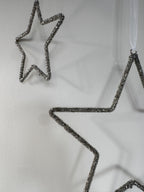 Silver beaded hanging star, 15cm