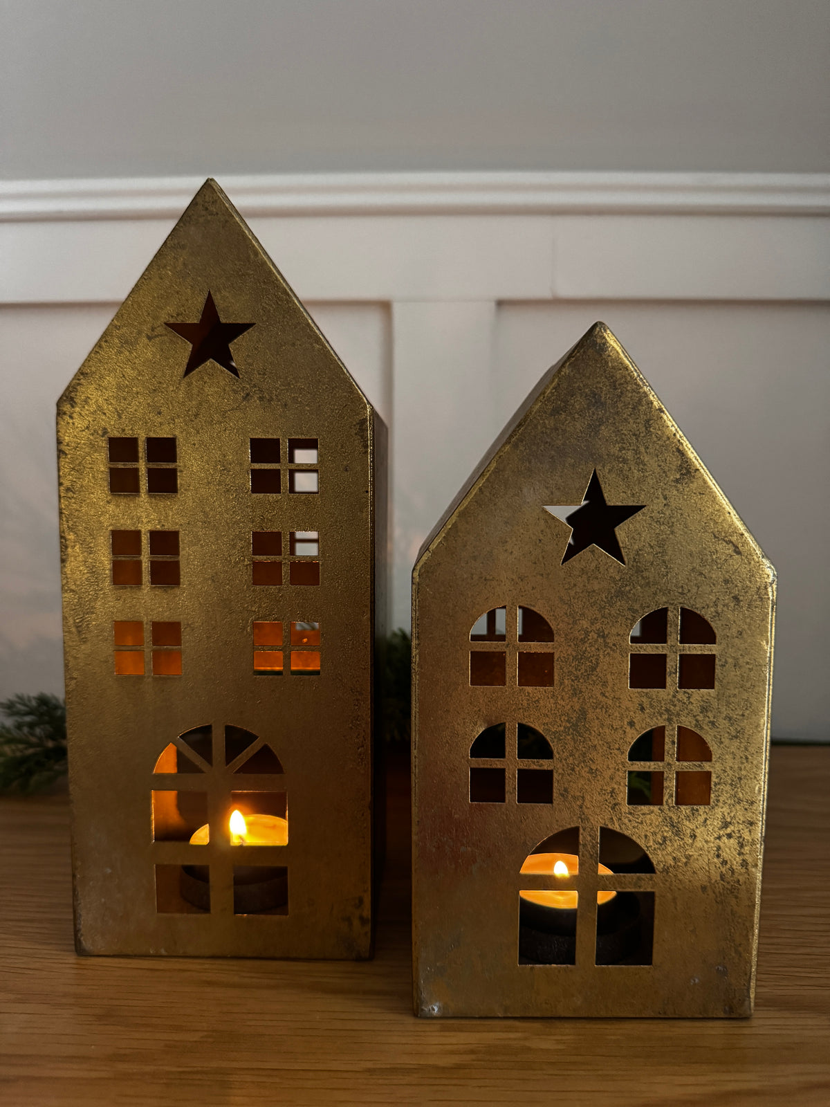 Brushed metal Christmas house small