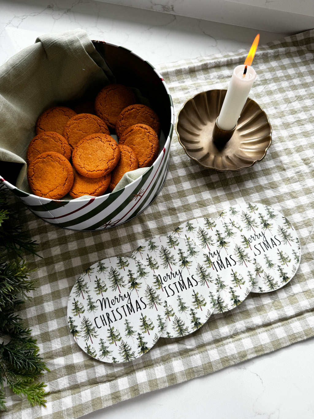 Wooden Merry Christmas coasters