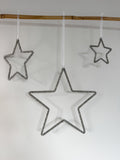 Silver beaded hanging star, 15cm