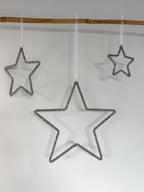 Silver beaded hanging star, 15cm