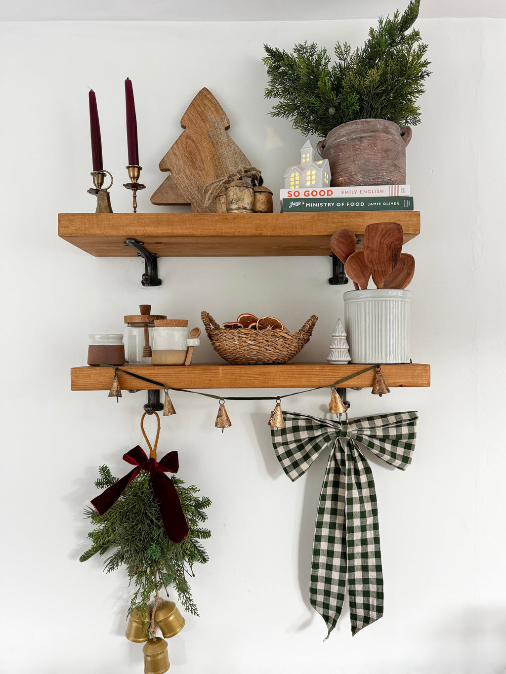 Large green gingham bow