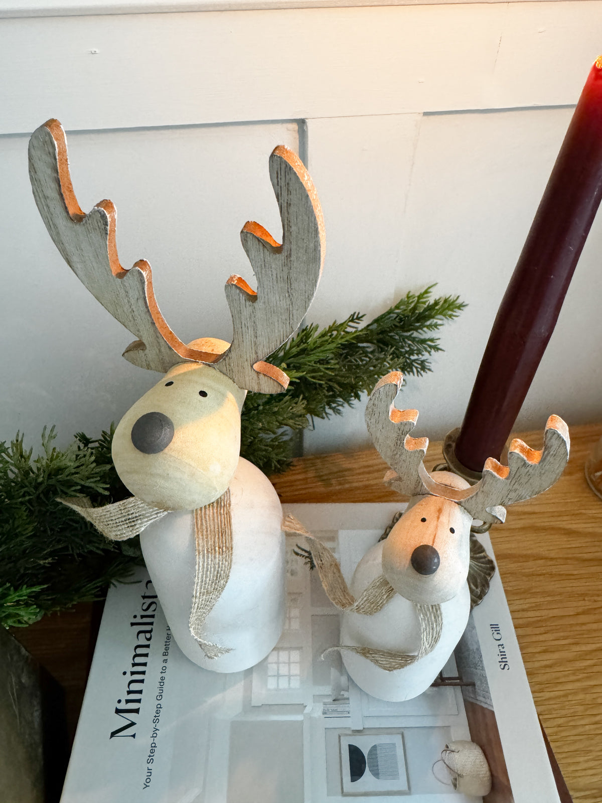 Scandi style neutral wooden reindeer