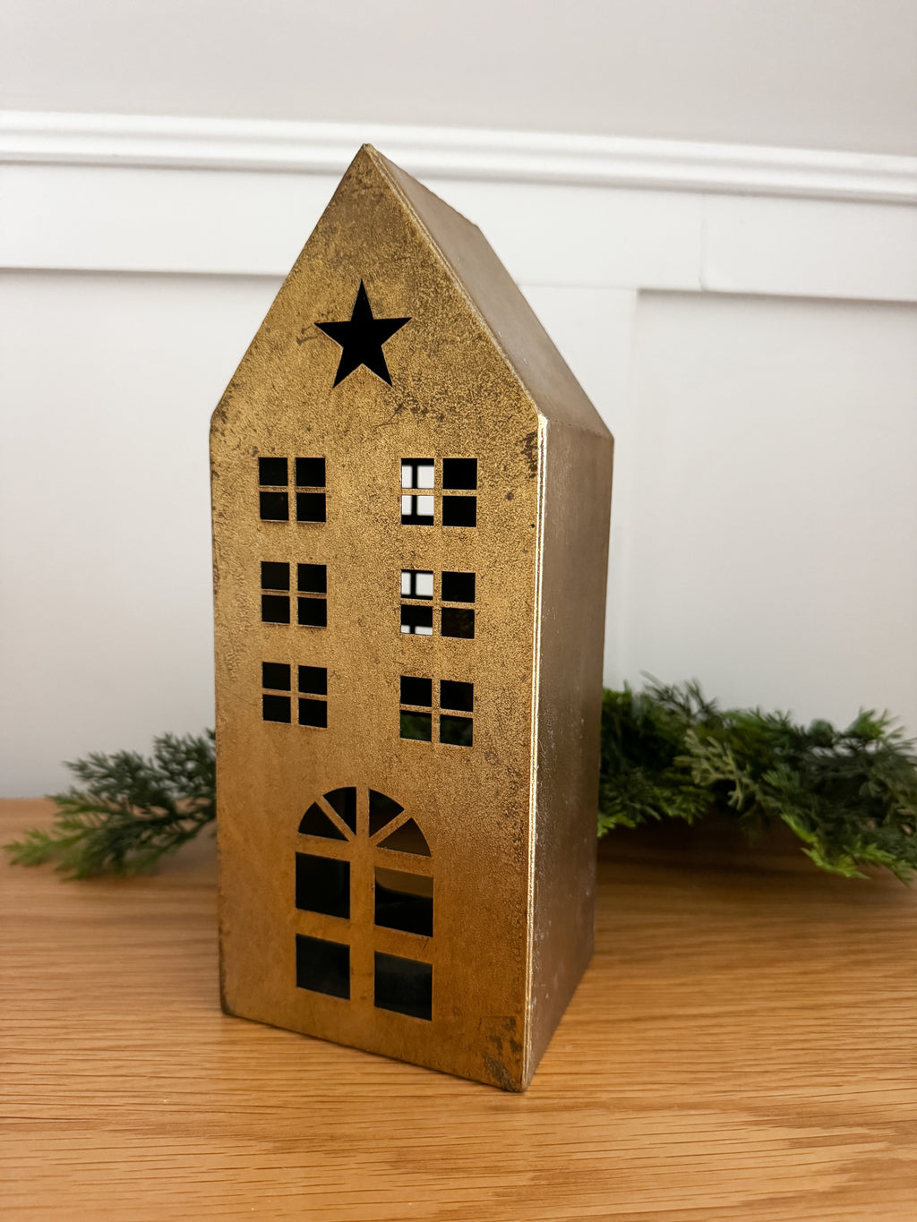 Brushed metal Christmas house large