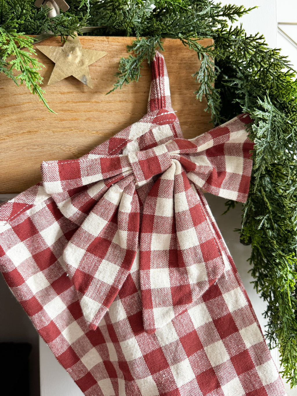 Red gingham bow stocking