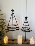 Black Christmas tree candle holder, large