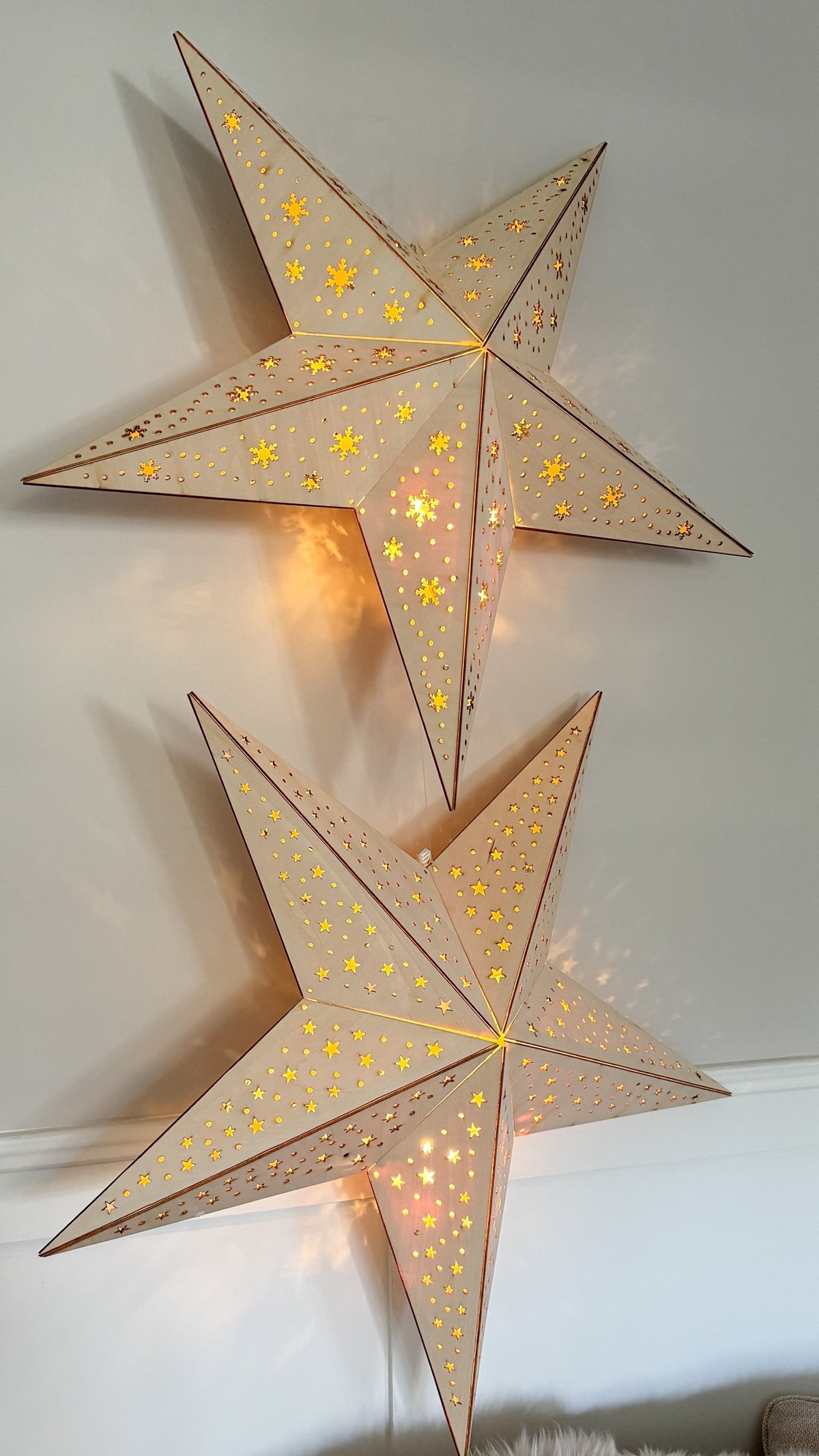 Wooden star with LED lights