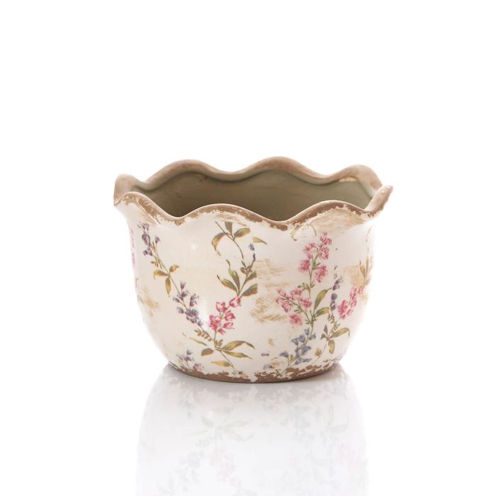 Scallop edge floral planter large
