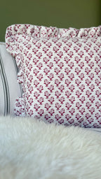 Lulah block print red vintage cushion