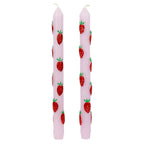 Pink strawberry dinner candles - set of 2
