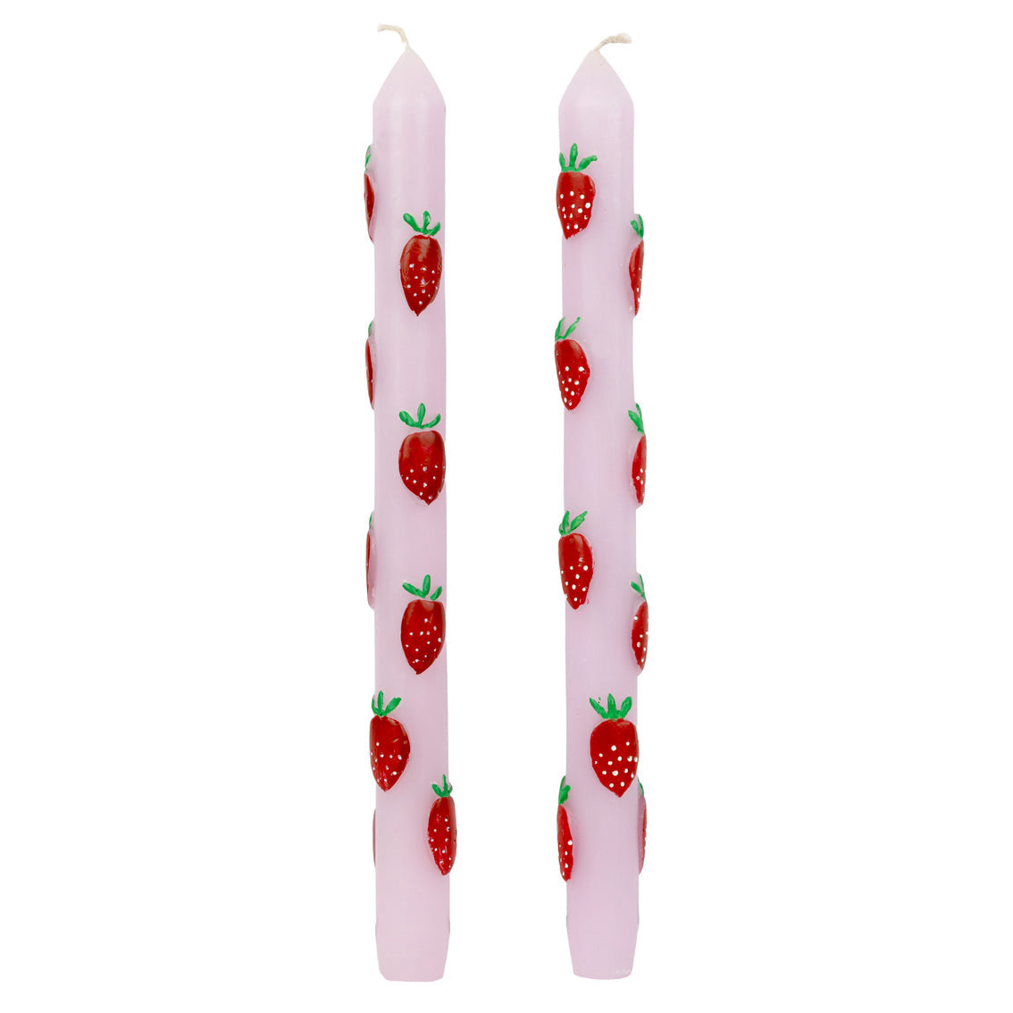 Pink strawberry dinner candles - set of 2