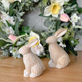Neutral ceramic ribbed sitting bunny - large