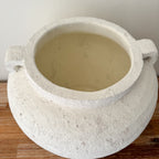 Large white terracotta vase with handles