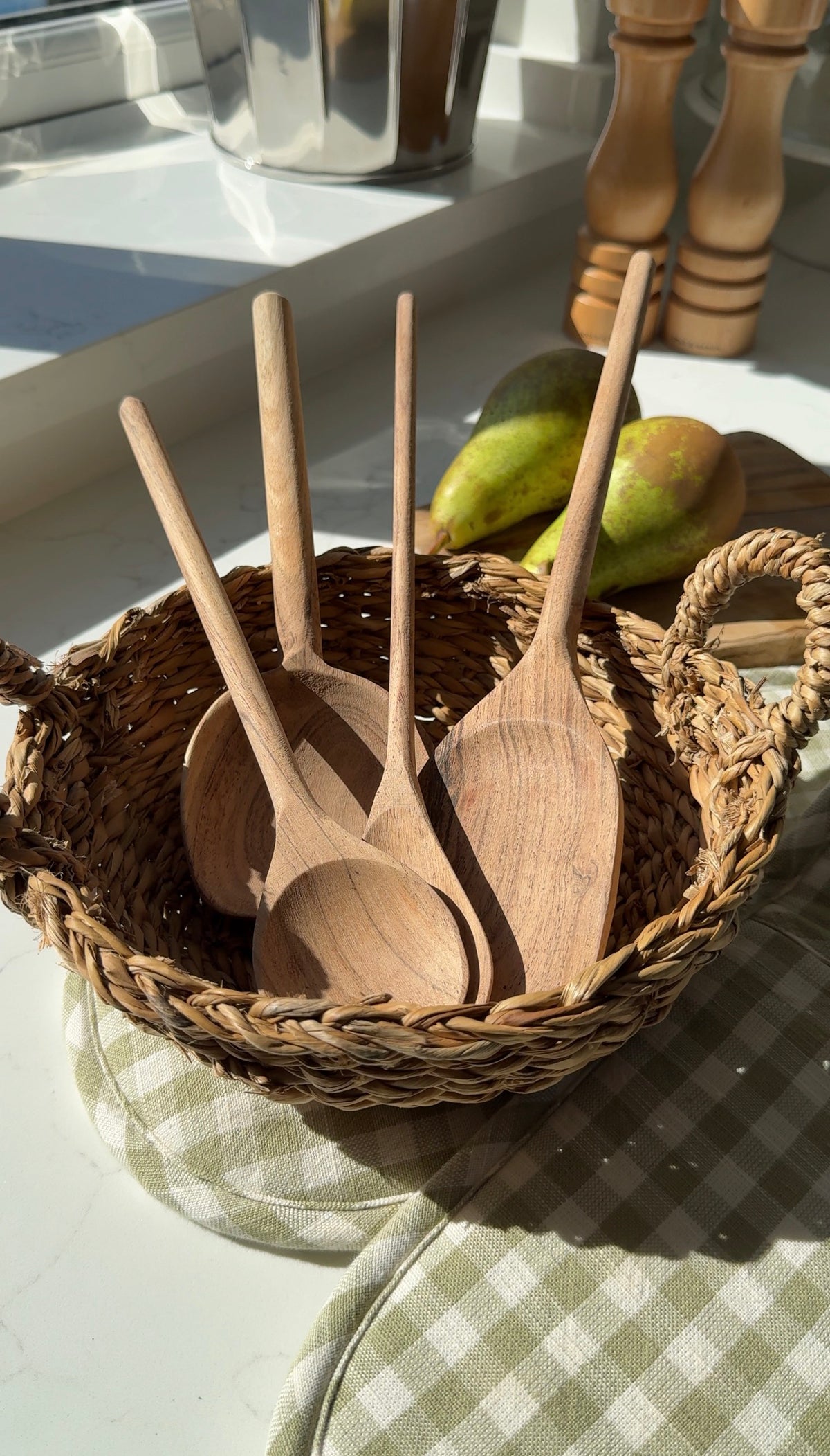 Acacia wood pear shaped spoon