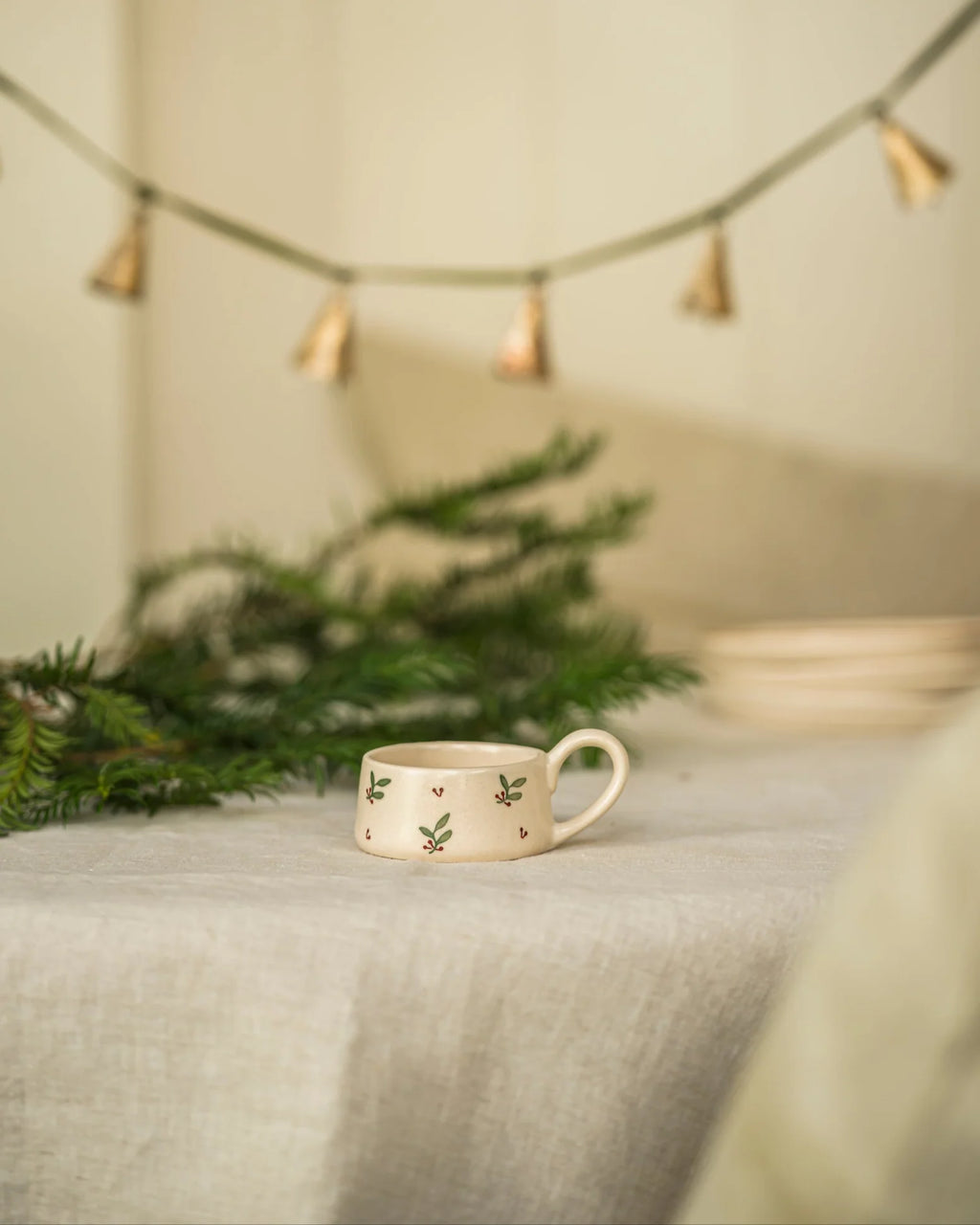 Holly hand painted tealight cup