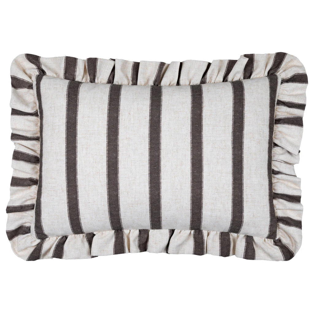 Connie rectangle striped ruffle cushion chocolate