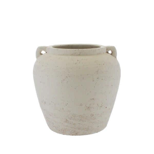 Large white terracotta vase with handles