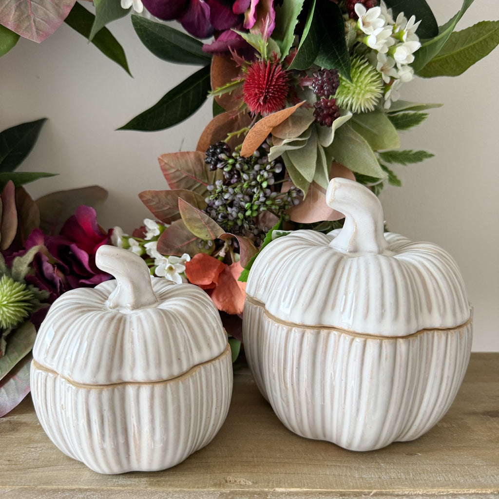 Ribbed pumpkin storage pot small